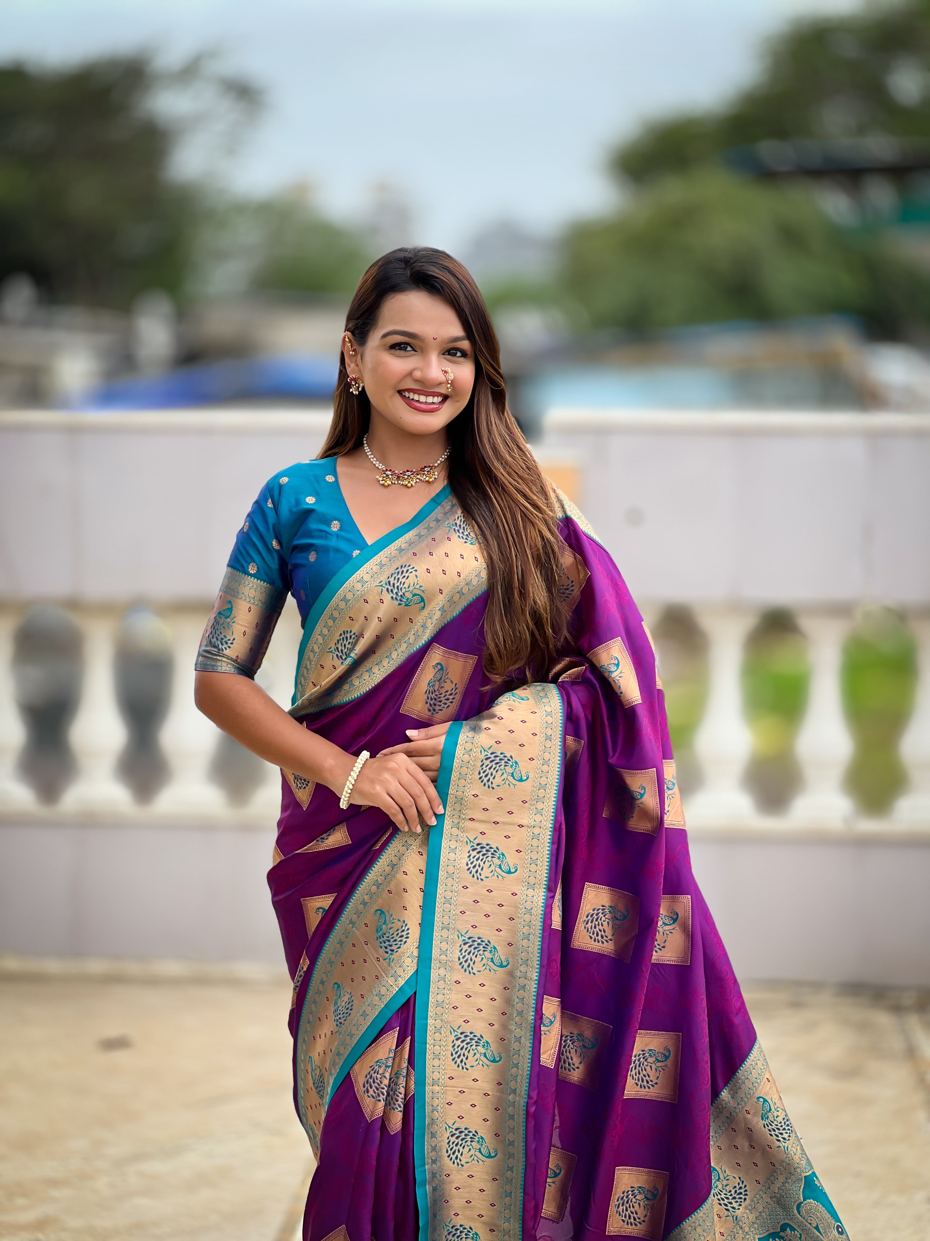 Soft Banarasi Silk Saree with Zari Weaving & Contrast Rich Pallu – Elegant Festive Wear